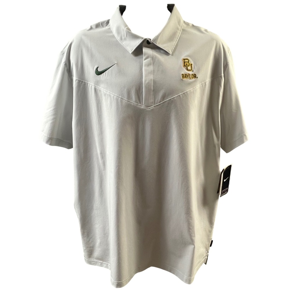 Nike Polo Shirt Mens 2XL Baylor Bears White Dri-FIT Coach Golf Short Sleeve New